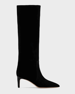 Czarne zamszowe kozaki na szpilce Stiletto 60 - Image #1