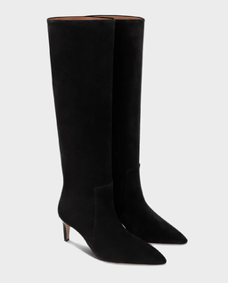 Czarne zamszowe kozaki na szpilce Stiletto 60 - Image #2