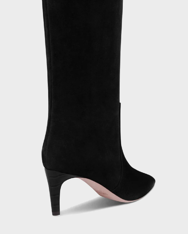 Czarne zamszowe kozaki na szpilce Stiletto 60 - Image #4
