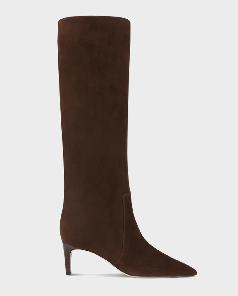 Brązowe zamszowe kozaki na szpilce Stiletto 60 - Image #1
