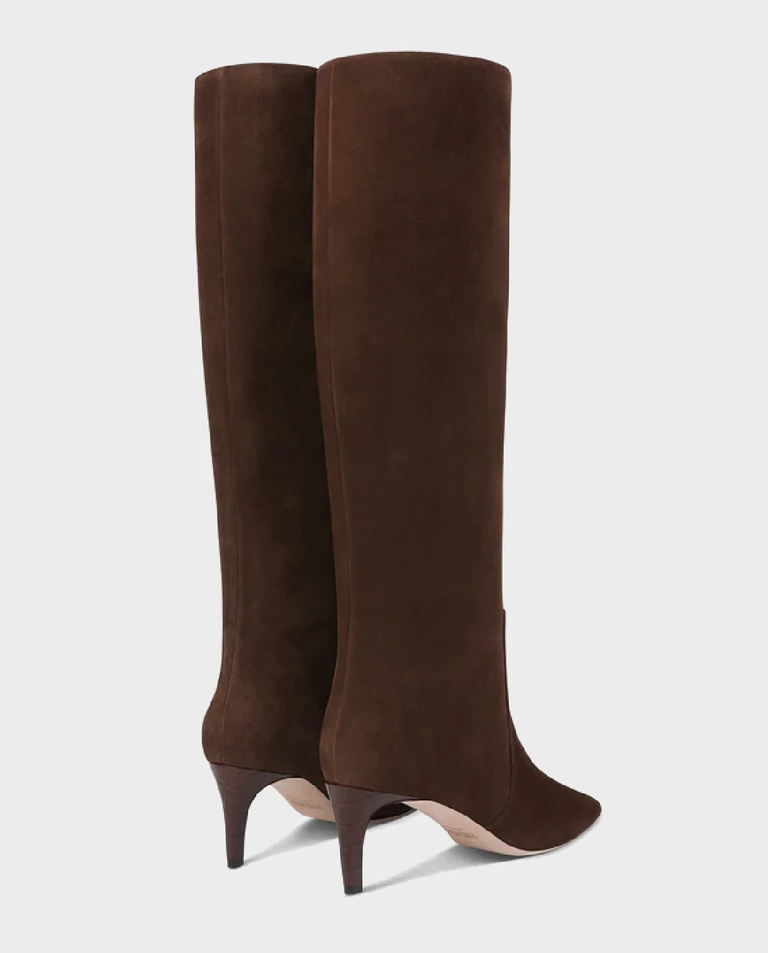 Brązowe zamszowe kozaki na szpilce Stiletto 60 - Image #3