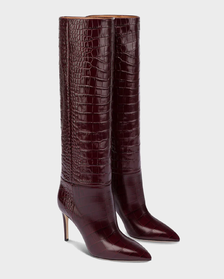 Burgundowe kozaki na szpilce Stiletto 85 - Image #2