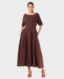 Brązowa sukienka z lnu Cami - Image #3