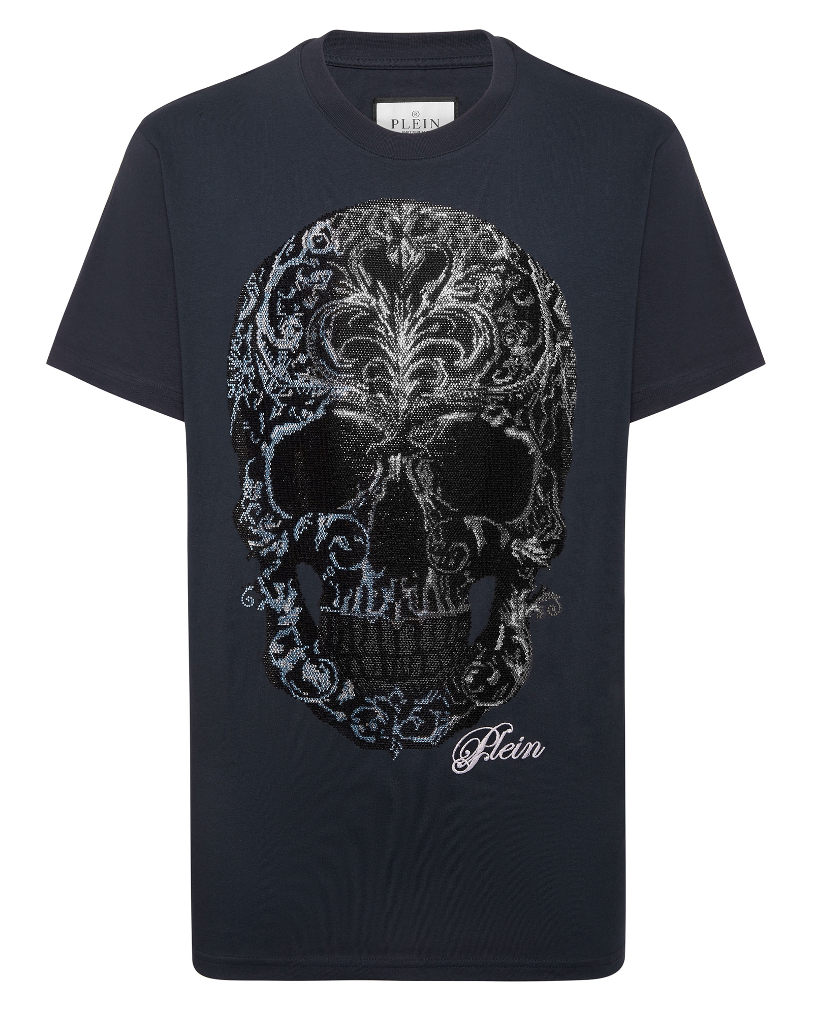 Granatowy t-shirt Degrade Skull - Image #4