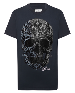 Granatowy t-shirt Degrade Skull - Image #4