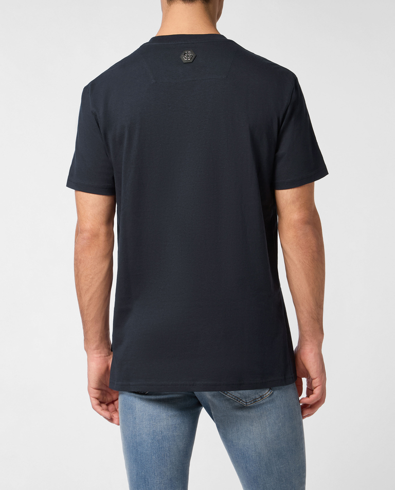 Granatowy t-shirt Degrade Skull - Image #1