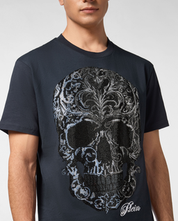 Granatowy t-shirt Degrade Skull - Image #3
