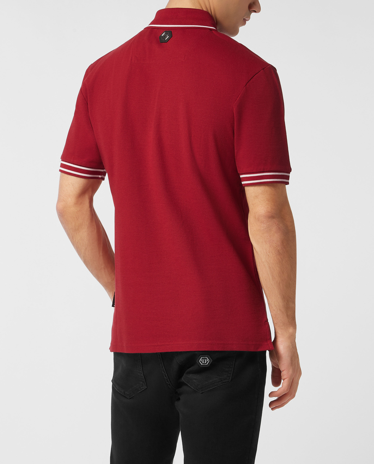 Bordowa koszulka polo Skull & Bones - Image #1