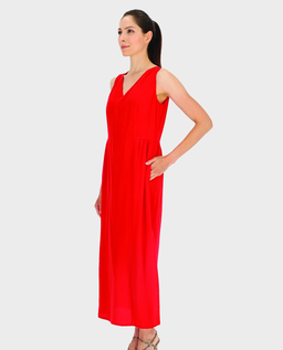 Czerwona sukienka maxi bez rękawów - Image #3