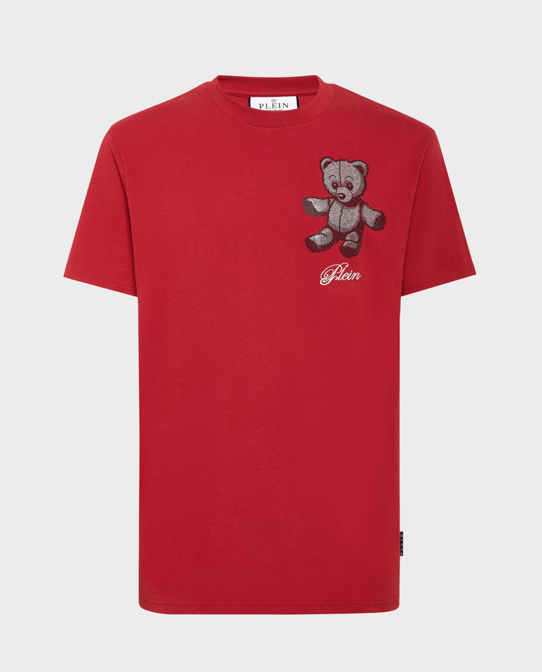 Bordowa koszulka Strass Teddy Bear