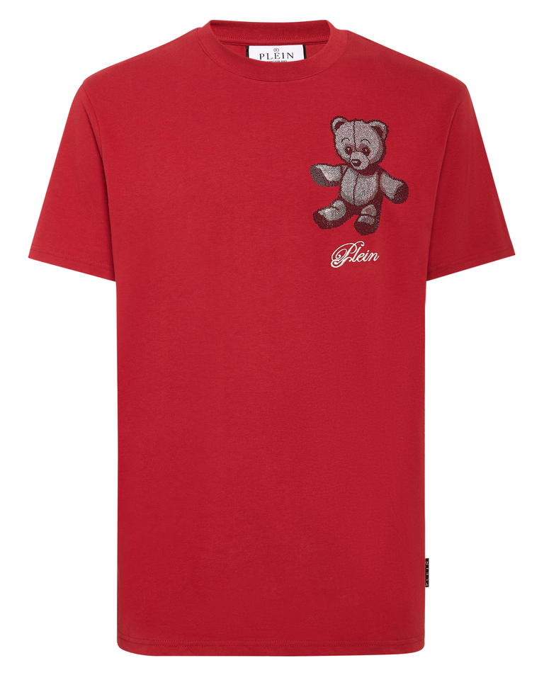 Bordowa koszulka Strass Teddy Bear - Image #4