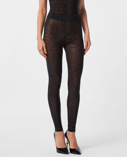 Czarne legginsy Monogram Strass - Image #0