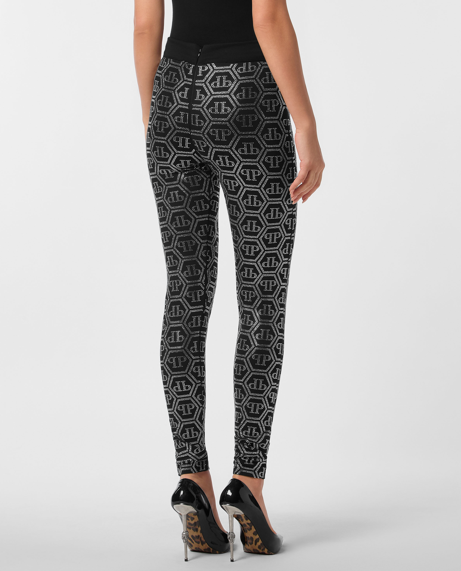 Czarne legginsy z kryształami Monogram - Image #1