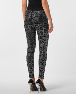 Czarne legginsy z kryształami Monogram - Image #1