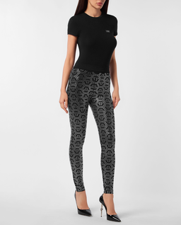 Czarne legginsy z kryształami Monogram - Image #2