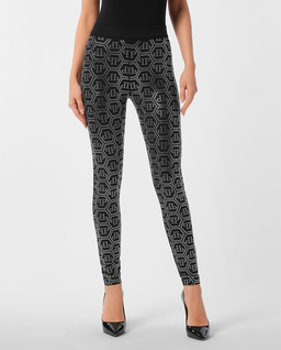 Czarne legginsy z kryształami Monogram - Image #0