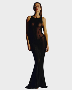Czarna maxi transparentna sukienka - Image #0