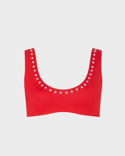 Czerwony top od bikini z ćwiekami - Image #0