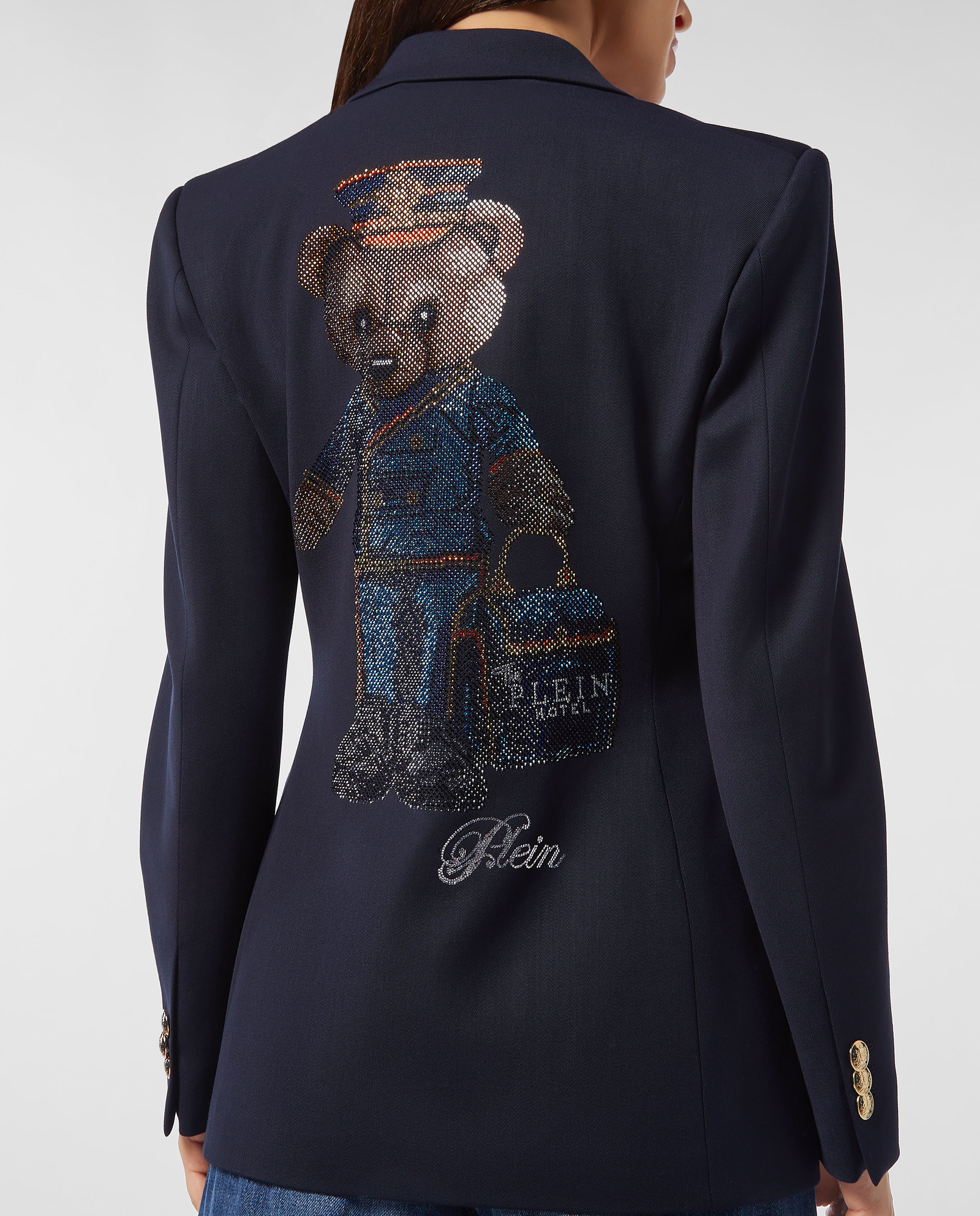 Granatowa dwurzędowa marynarka Teddy - Image #3