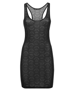 Czarna sukienka mini Monogram Strass - Image #4