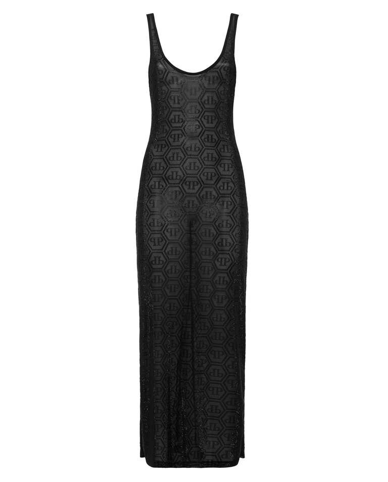 Czarna sukienka midi Monogram Strass - Image #4