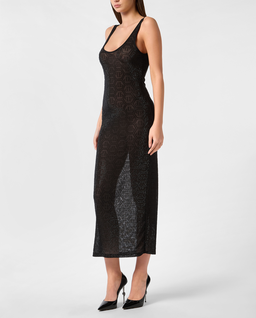Czarna sukienka midi Monogram Strass - Image #2