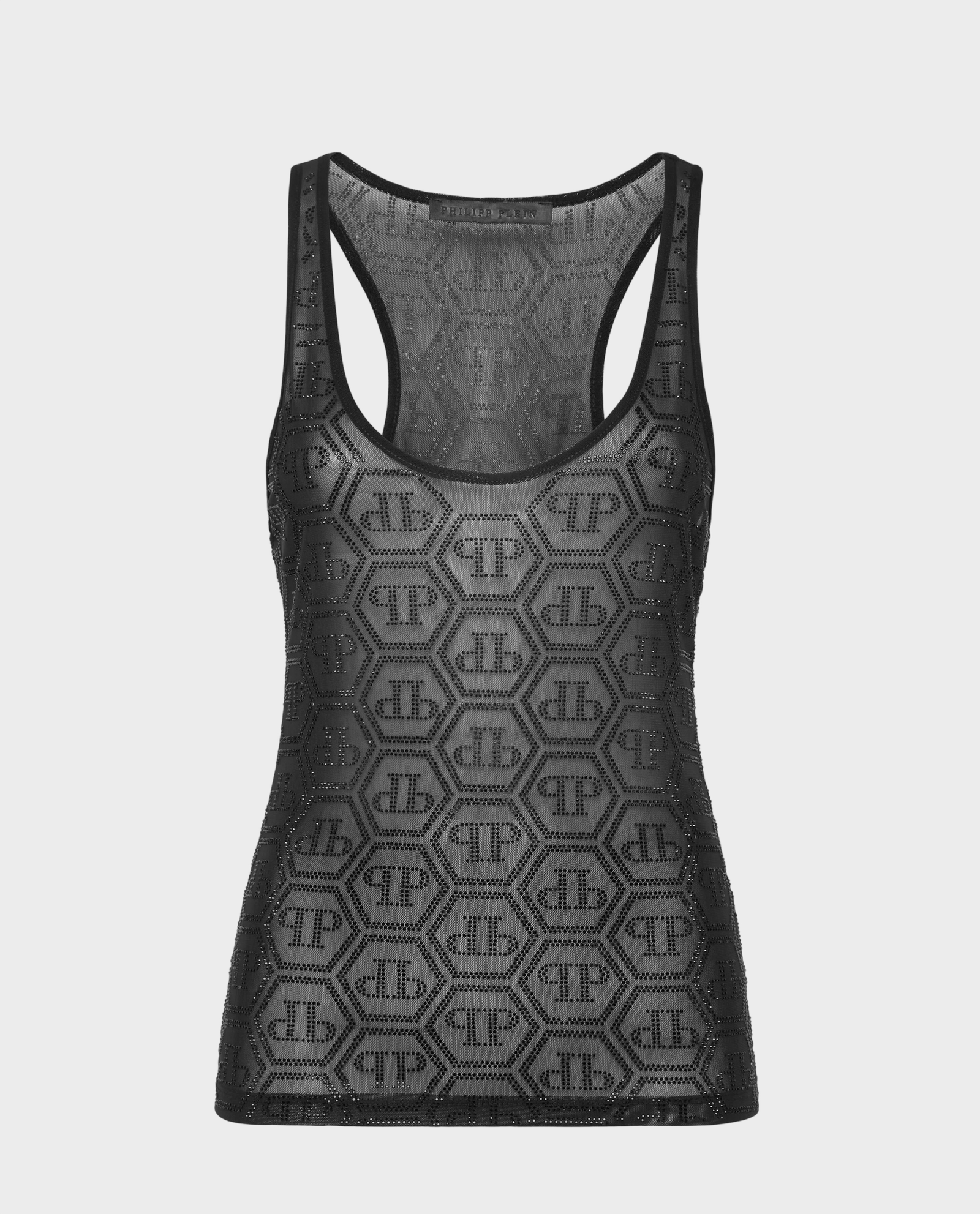 Czarny tank top Monogram Strass - Image #0