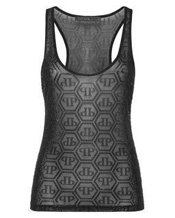 Czarny tank top Monogram Strass - Image #4