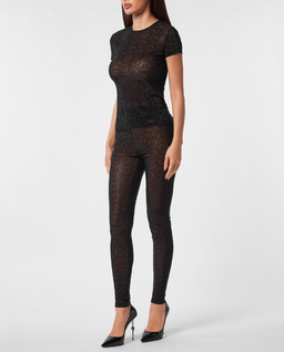 Czarna koszulka Monogram Strass - Image #2