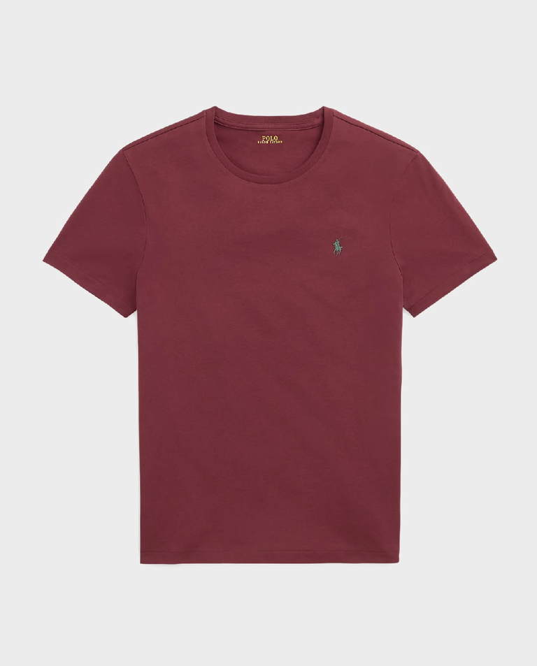 Bordowa bawełniana koszulka Slim Fit - Image #1