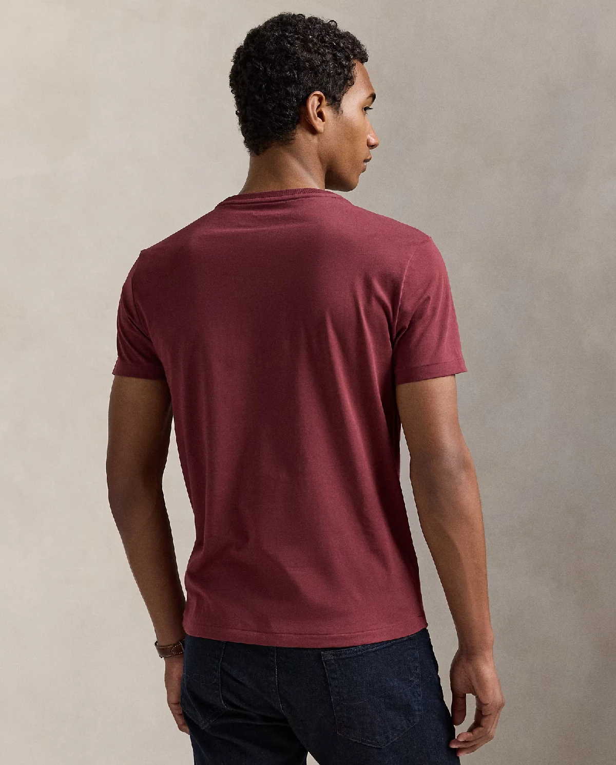 Bordowa bawełniana koszulka Slim Fit - Image #3