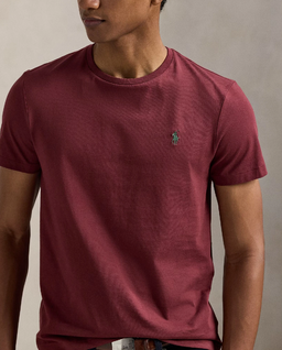 Bordowa bawełniana koszulka Slim Fit - Image #4
