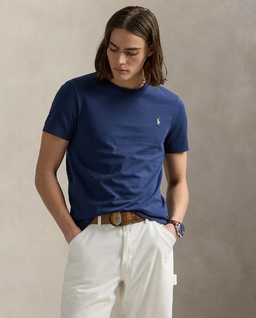 Granatowa bawełniana koszulka Slim Fit - Image #0