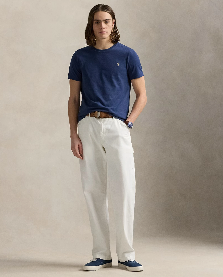 Granatowa bawełniana koszulka Slim Fit - Image #2
