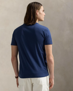 Granatowa bawełniana koszulka Slim Fit - Image #3