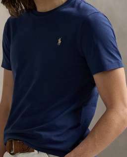 Granatowa bawełniana koszulka Slim Fit - Image #4