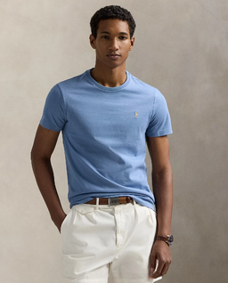 Niebieska bawełniana koszulka Slim Fit - Image #0