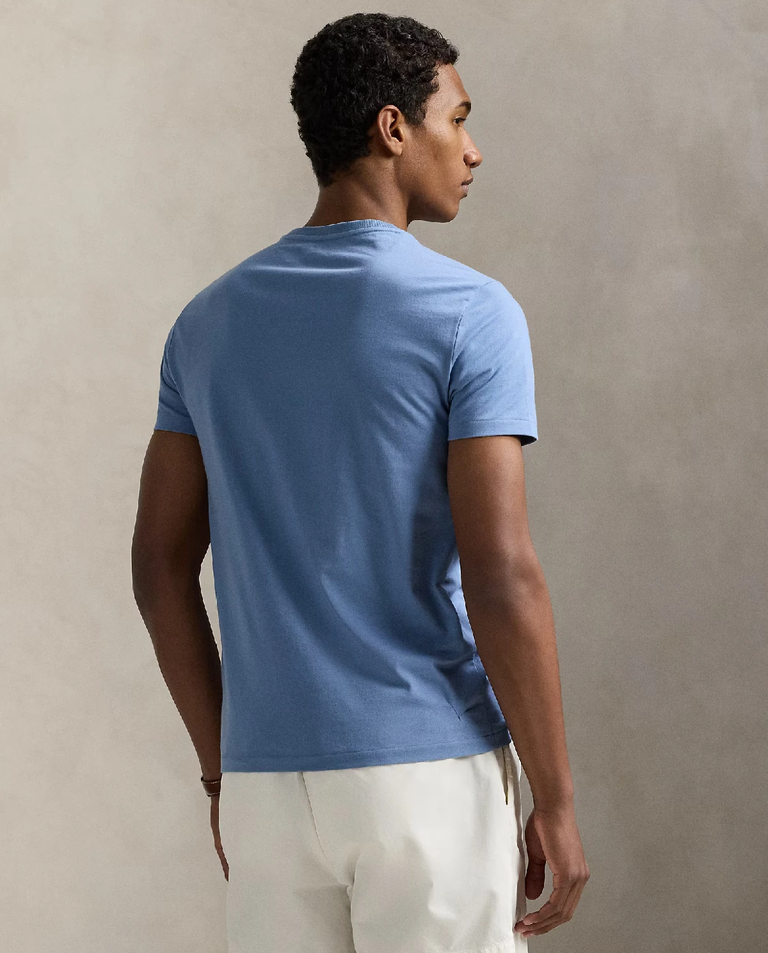 Niebieska bawełniana koszulka Slim Fit - Image #3
