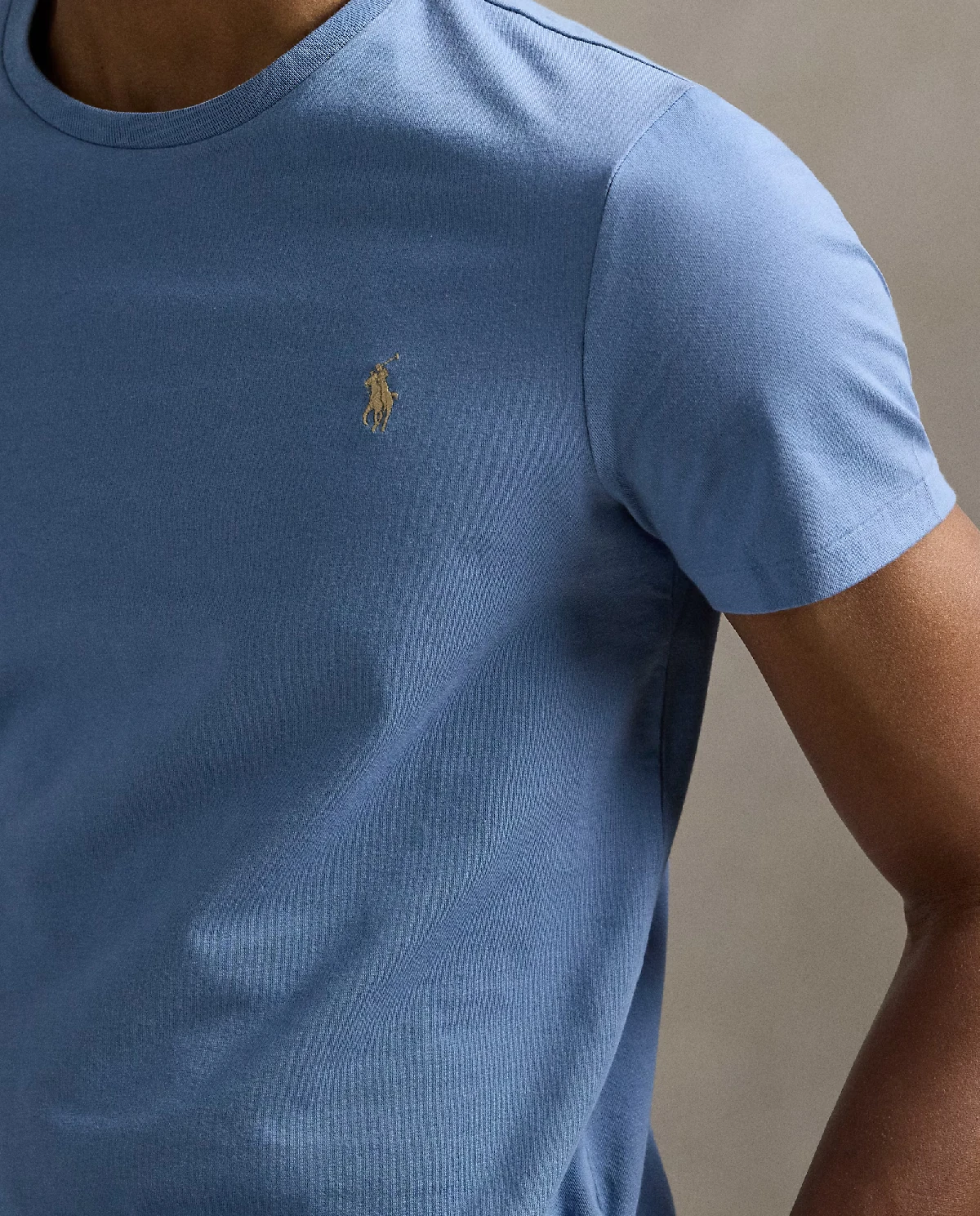 Niebieska bawełniana koszulka Slim Fit - Image #4