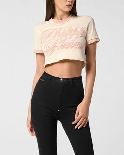 Beżowy crop top Signature - Image #0