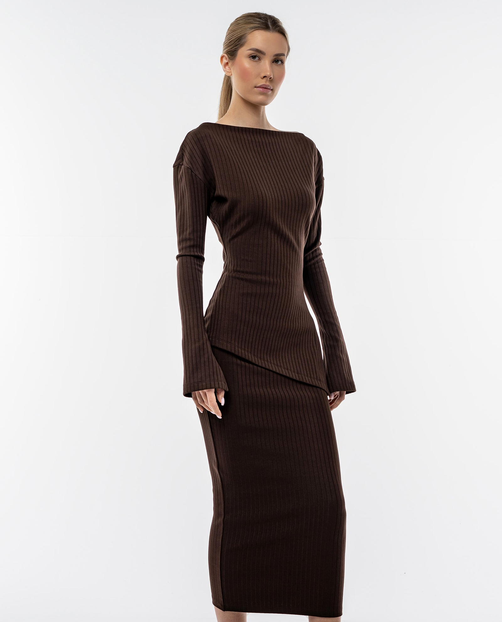 Prążkowany top SASHA CHOCOLATE - Image #2