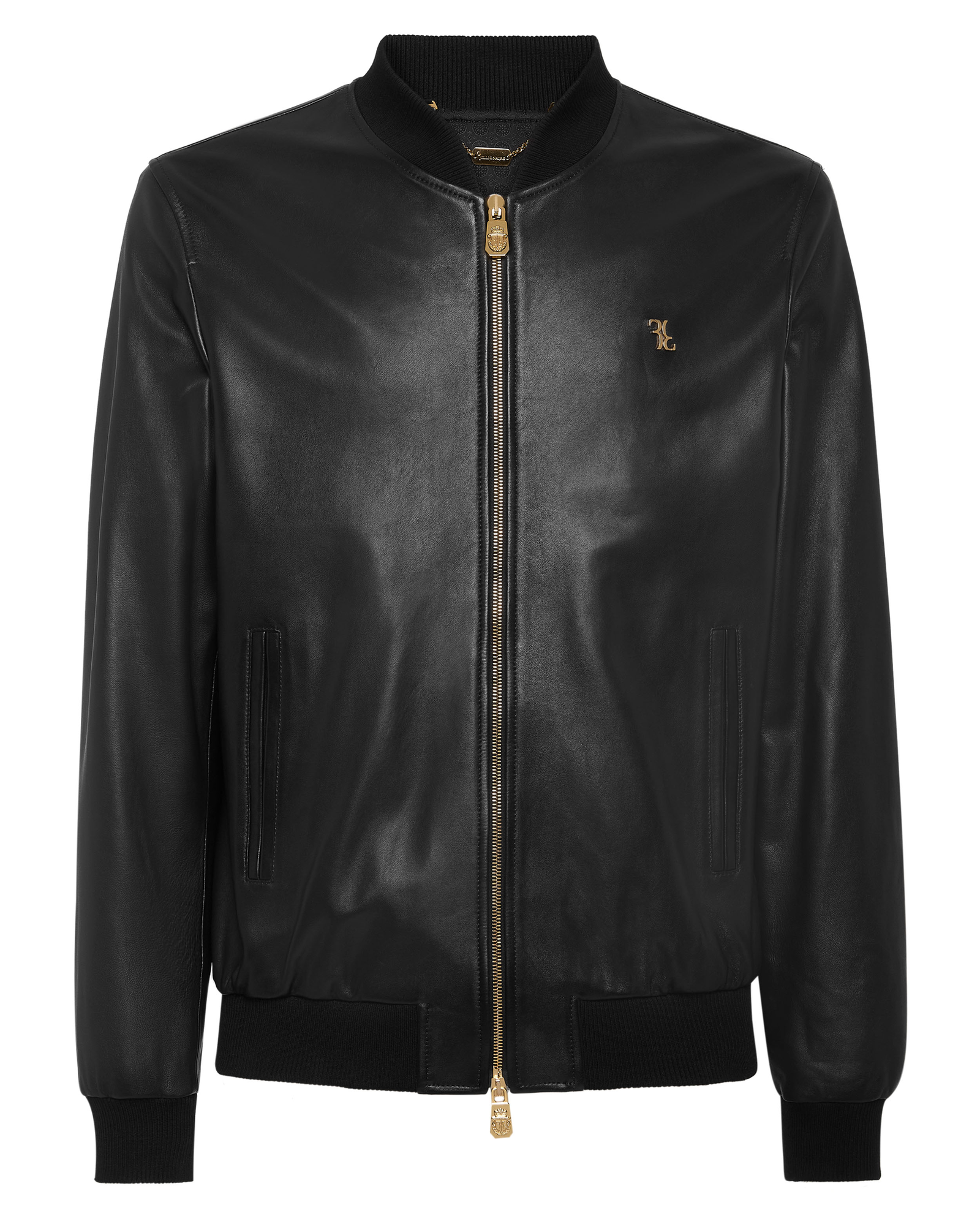 Czarna skórzana kurtka bomber - Image #4