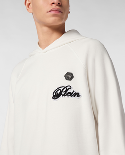 Biała bluza z kapturem Signature - Image #3