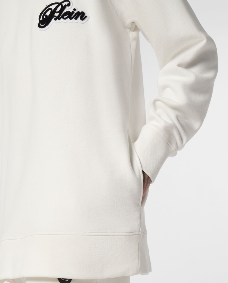 Biała bluza z kapturem Signature - Image #4