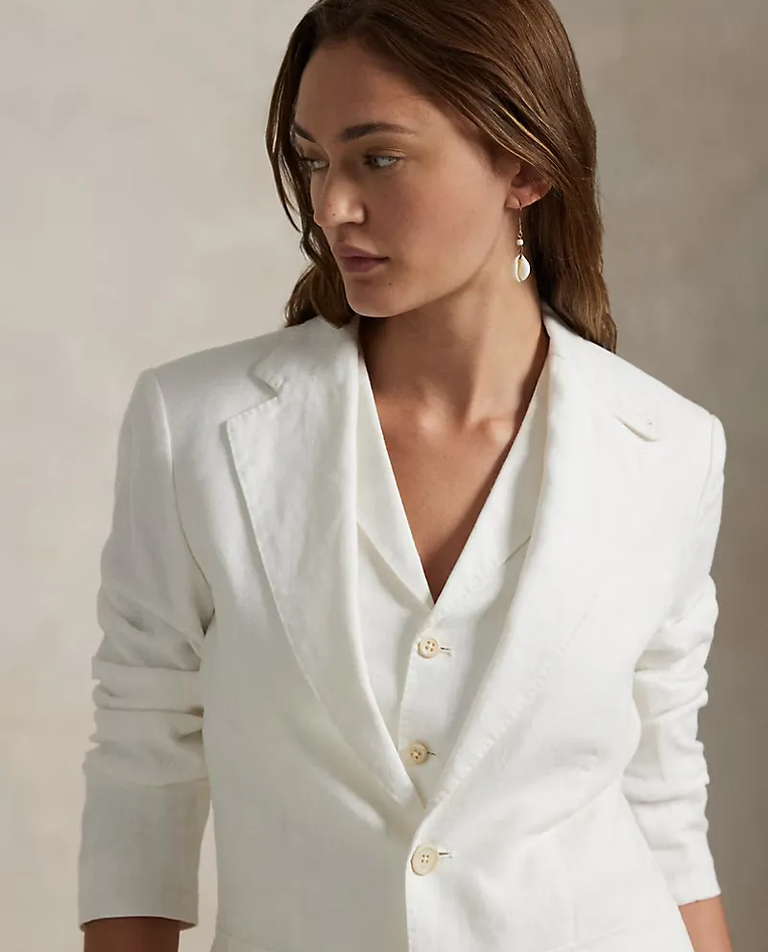 Biała lniana marynarka - Image #4