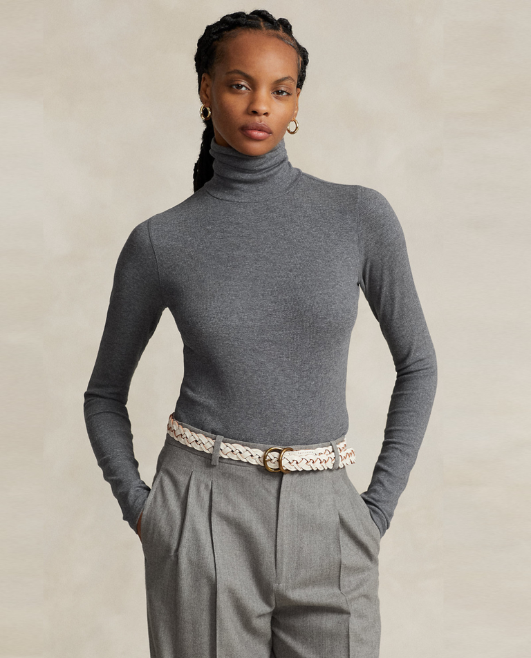 Szary golf Slim Fit z logo - Image #0
