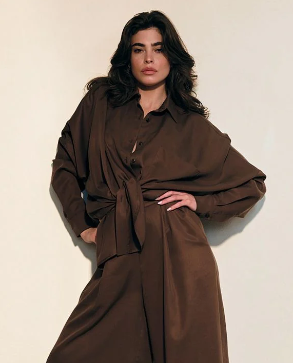 Koszula oversize Palermo Chocolate Petite - Image #1