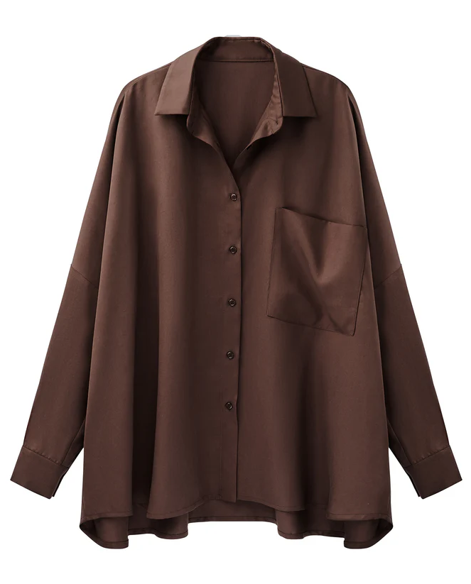 Koszula oversize Palermo Chocolate Tall - Image #2