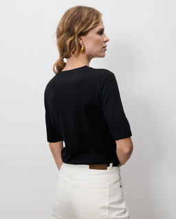 Jedwabny czarny t-shirt Tavey - Image #1