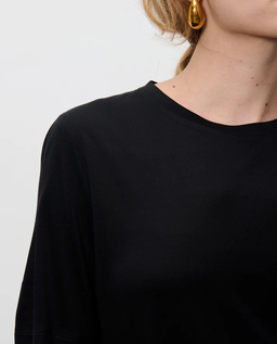 Jedwabny czarny t-shirt Tavey - Image #3